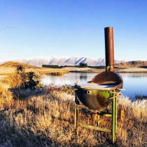The 'Windwhistle Fryer' overlooking the High Peak lake in New Zealand
